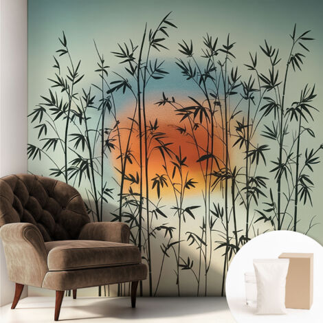 Papier peint intissé décoratif pour salon chambre et cuisine Facile à poser avec colle Coucher de soleil harmonieux 250x250 cm (1/5)
