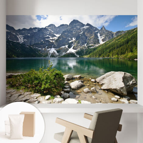 Papier peint intissé décoratif pour salon chambre et cuisine Facile à poser avec colle Lac de montagne 104x70 cm (1/5)