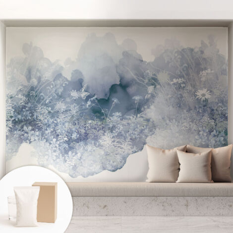 Papier peint intissé décoratif avec motifs pour salon et chambre a motif - Colle incluse gratuite Prairie fleurie 208x146 cm (1/5)