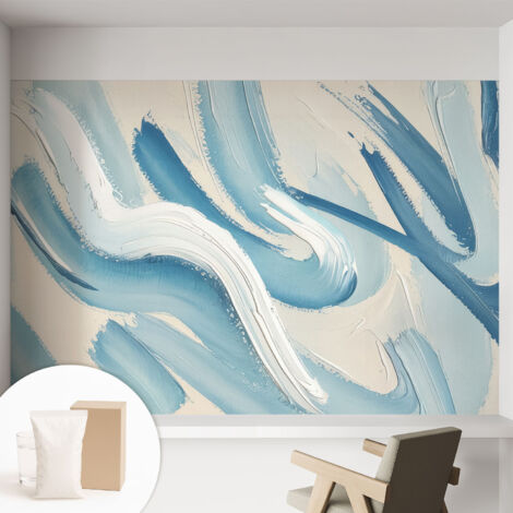 Papier peint avec colle pour décoration moderne de salon chambre à coucher cuisine et bureau Facile Traits abstraits 152x104 cm (1/5)