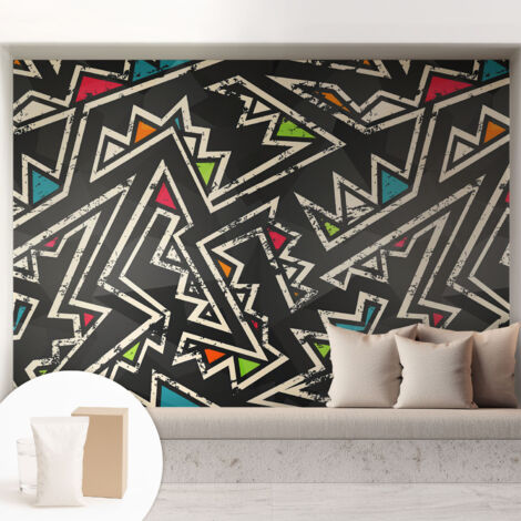 Papier peint intissé décoratif pour salon chambre et cuisine Facile à poser avec colle Géométrie énergique 208x146 cm (1/5)