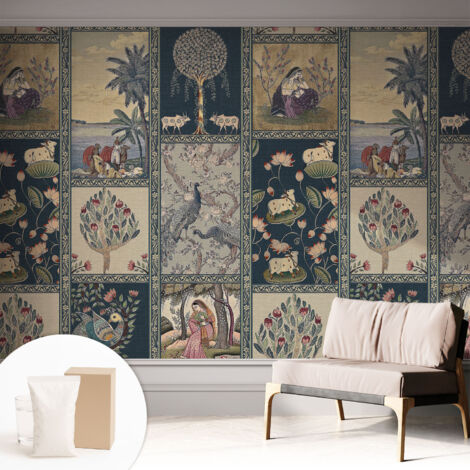Papier peint intissé avec imprimé pour décoration intérieure pour rénovation a motif - Colle incluse gratuite Scène romantique 312x219 cm (1/5)