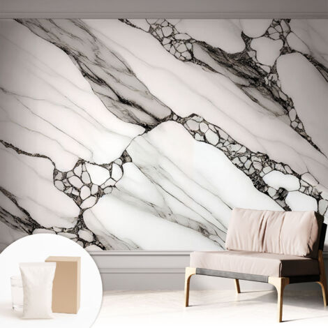 Papier peint intissé avec imprimé pour décoration intérieure pour rénovation a motif - Colle incluse gratuite Motif en pierre 312x219 cm (1/5)