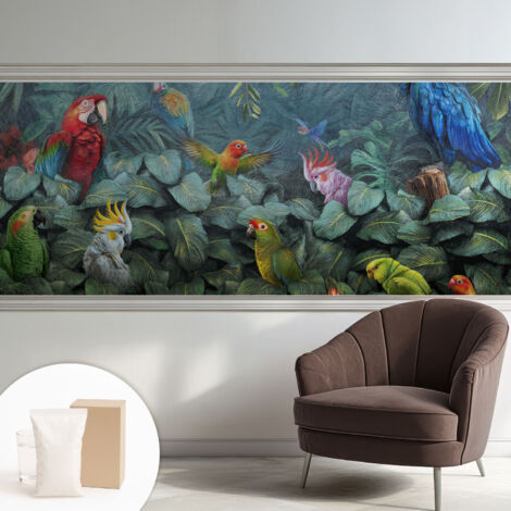 Papier peint intissé mural classique avec imprimé motifs décoratifs design élégant non‑tissé Jungle exotique 250x104 cm (1/5)
