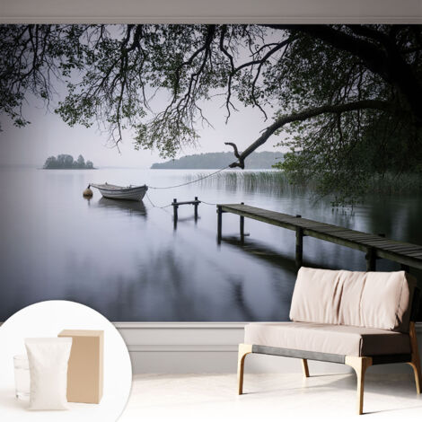 Papier peint intissé décoratif pour salon chambre et cuisine Facile à poser avec colle Lac paisible 312x219 cm (1/5)