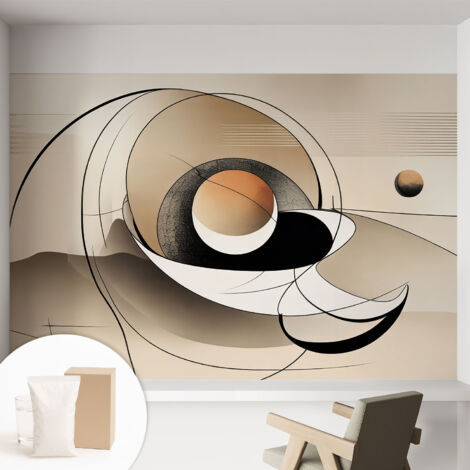 Papier peint intissé décoratif avec colle pour salon chambre et bureau Installation rapide Abstraction harmonieuse 152x104 cm (1/5)