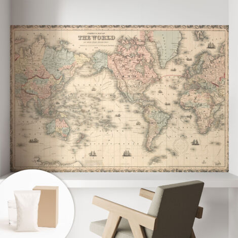 Papier peint intissé décoratif pour salon chambre et cuisine Facile à poser avec colle Carte historique 104x70 cm (1/5)