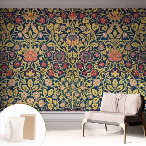 Papier peint intissé pour salon chambre à coucher peint imprimé Installation facile - Colle incluse gratuite Motif floral 312x219 cm (1/5)
