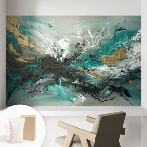 Papier peint intissé mural pour salon chambre à coucher tendance et originale - Colle incluse gratuite Tourbillon artistique 104x70 cm (1/5)