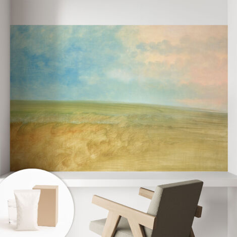 Papier peint décoratif avec colle pour salon, chambre à coucher et bureau – Design moderne et facile à poser Champs pastel 104x70 cm (1/5)