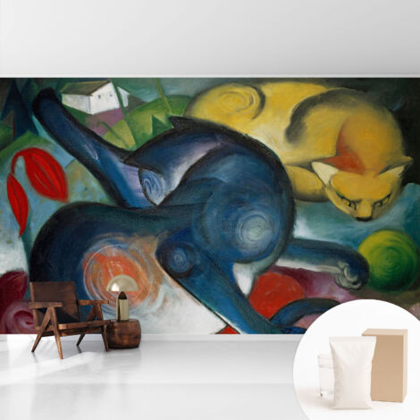 Papier peint intissé décoratif pour salon chambre et cuisine Facile à poser avec colle Art félin 416x254 cm (1/5)