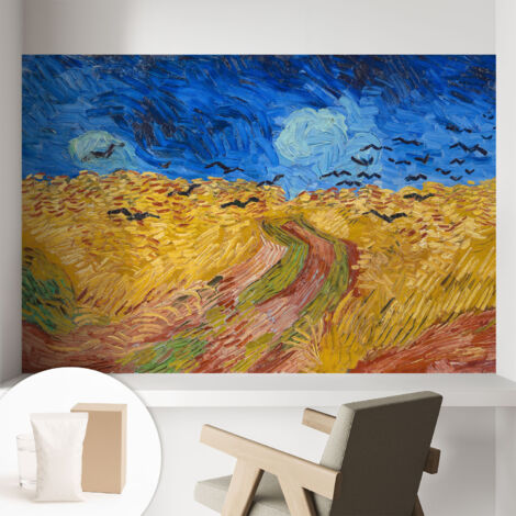 Papier peint intissé avec imprimé pour décoration intérieure pour rénovation a motif - Colle incluse gratuite Paysage champêtre 104x70 cm (1/5)