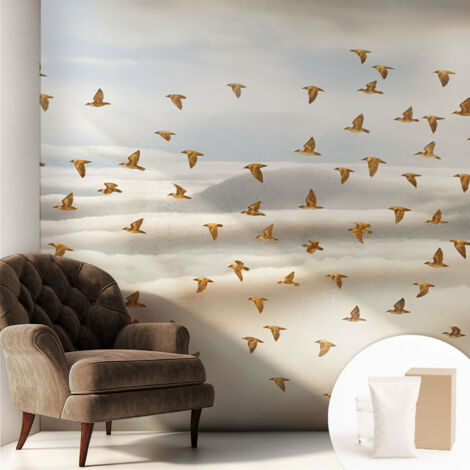 Papier peint intissé décoratif pour salon chambre et cuisine Facile à poser avec colle Oiseaux en vol 250x250 cm (1/5)