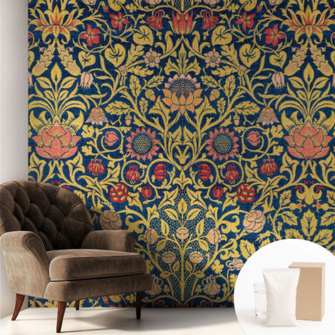 Papier peint intissé pour salon chambre à coucher peint imprimé Installation facile - Colle incluse gratuite Motif floral 250x250 cm (1/5)