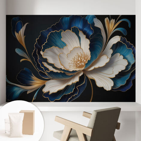 Papier peint intissé décoratif pour salon chambre et cuisine Facile à poser avec colle Motif floral 104x70 cm (1/5)