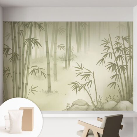Papier peint intissé mural classique avec imprimé motifs décoratifs design élégant non‑tissé Paysage serein 152x104 cm (1/5)