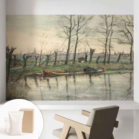 Papier peint intissé avec imprimé installation simple qualité excellente sans désordre - Colle incluse gratuite Paysage hivernal 104x70 cm (1/5)