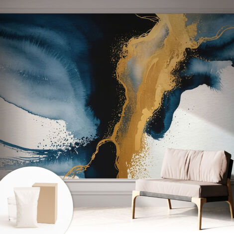 Papier peint intissé avec imprimé pour décoration intérieure pour rénovation a motif - Colle incluse gratuite Abstraction colorée 312x219 cm (1/5)