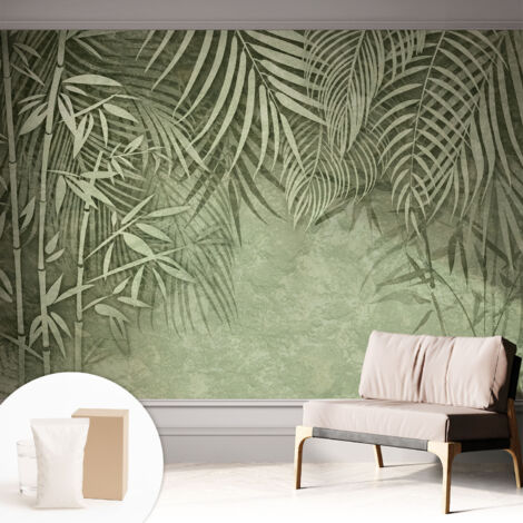 Papier peint intissé décoratif pour salon chambre et cuisine Facile à poser avec colle Paradis de bambous 312x219 cm (1/5)