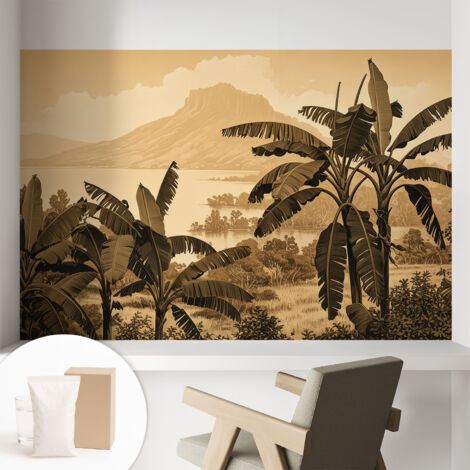 Papier peint intissé à motifs décoratifs pour salon chambre et bureau Décoration murale élégante avec colle Panorama tropical 104x70 cm (1/5)