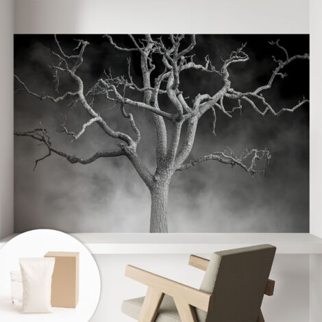 Papier peint intissé avec imprimé pour décoration intérieure pour rénovation a motif - Colle incluse gratuite Arbre brumeux 104x70 cm (1/5)