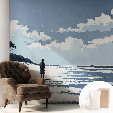 Papier peint intissé décoratif pour salon chambre et cuisine Facile à poser avec colle Silence de la plage 250x250 cm (1/5)