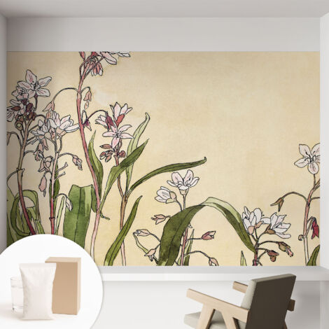 Papier peint intissé mural pour salon chambre à coucher tendance et originale - Colle incluse gratuite Élégance florale 152x104 cm (1/5)