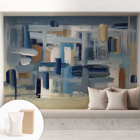 Papier peint intissé classique moderne pour salon et chambre à coucher Décoration rapide avec colle Pinceaux abstraits 208x146 cm (1/5)