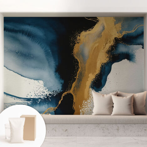 Papier peint intissé avec imprimé pour décoration intérieure pour rénovation a motif - Colle incluse gratuite Abstraction colorée 208x146 cm (1/5)