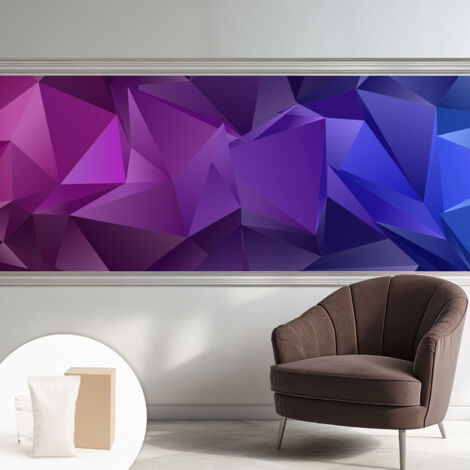 Papier peint intissé mural classique avec imprimé motifs décoratifs design élégant non‑tissé Triangles violets 250x104 cm (1/5)