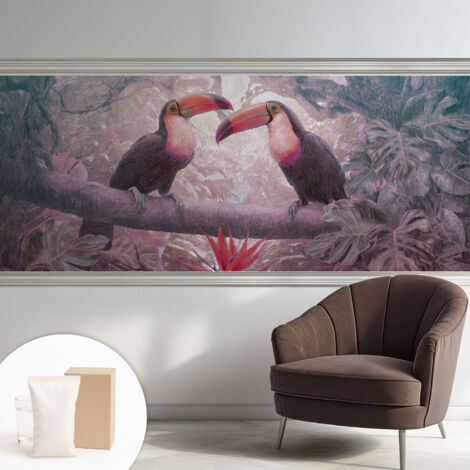 Papier peint intissé avec imprimé pour décoration intérieure pour rénovation a motif - Colle incluse gratuite Couple exotique 250x104 cm (1/5)