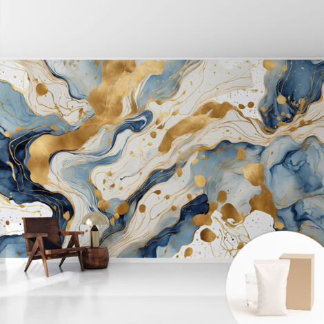 Papier peint intissé avec imprimé pour décoration intérieure pour rénovation a motif - Colle incluse gratuite Élégance abstraite 416x254 cm (1/5)