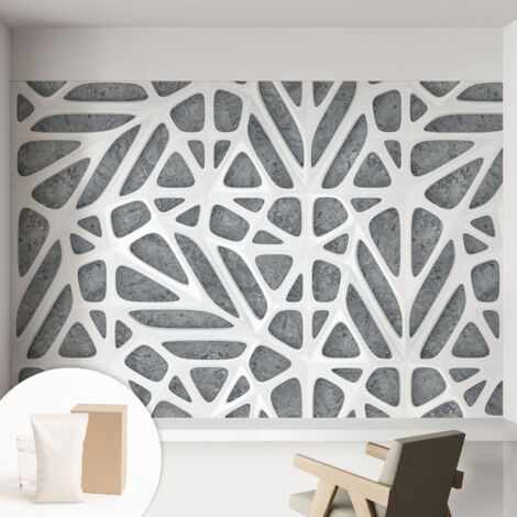 Papier peint intissé décoratif pour salon chambre et cuisine Facile à poser avec colle Réseau géométrique 152x104 cm (1/5)