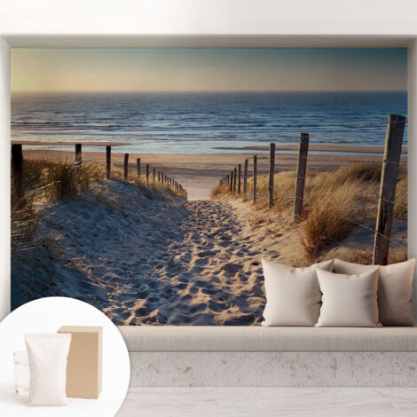 Papier peint intissé avec imprimé pour décoration intérieure pour rénovation a motif - Colle incluse gratuite Sentier de plage 208x146 cm (1/5)