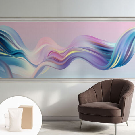 Papier peint intissé décoratif pour salon chambre et cuisine Facile à poser avec colle Vagues colorées 250x104 cm (1/5)