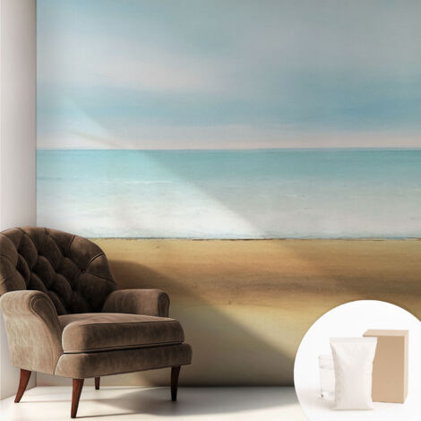 Papier peint intissé avec imprimé pour décoration intérieure pour rénovation a motif - Colle incluse gratuite Paysage côtier 250x250 cm (1/5)