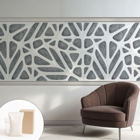 Papier peint intissé décoratif pour salon chambre et cuisine Facile à poser avec colle Réseau géométrique 250x104 cm (1/5)