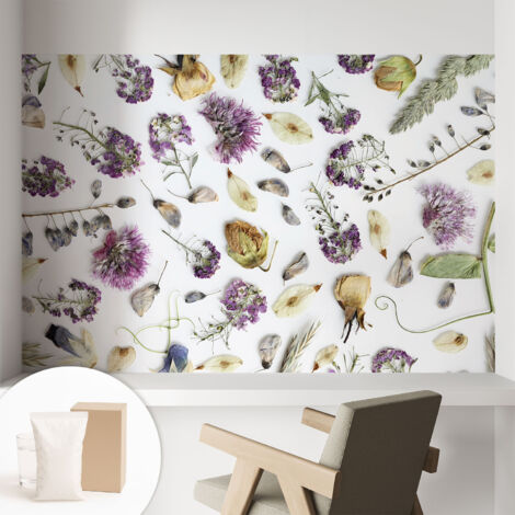 Papier peint intissé décoratif pour salon chambre et cuisine Facile à poser avec colle Fleurs séchées 104x70 cm (1/5)