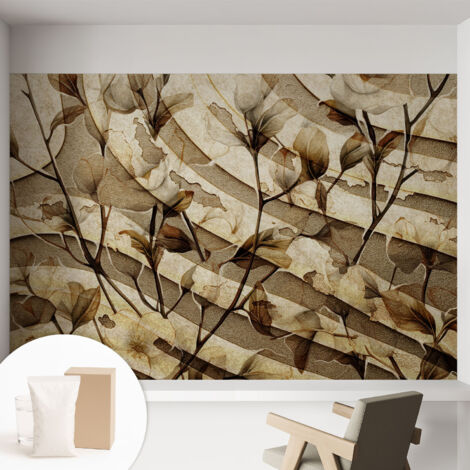 Papier peint intissé à motifs décoratifs pour salon chambre et bureau Décoration murale élégante avec colle Flore classique 152x104 cm (1/5)