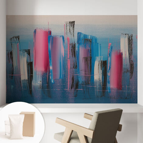 Papier peint intissé classique moderne pour salon et chambre à coucher Décoration rapide avec colle Bandes abstraites 104x70 cm (1/5)