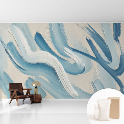 Papier peint avec colle pour décoration moderne de salon chambre à coucher cuisine et bureau Facile Traits abstraits 416x254 cm (1/5)