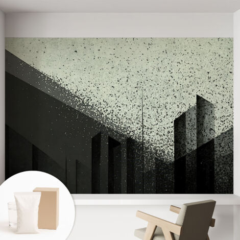 Papier peint intissé pour salon chambre à coucher peint imprimé pour mur - Colle incluse gratuite Géométrie urbaine 152x104 cm (1/5)