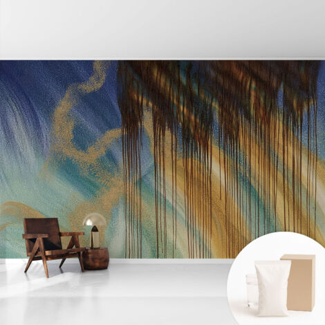 Papier peint intissé mural avec imprimé motifs décoratifs - style contemporain - Colle incluse gratuite Composition abstraite 416x254 cm (1/5)