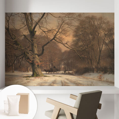 Papier peint intissé mural avec colle pour salon et chambre Décoration murale rapide - Colle incluse gratuite Paysage hivernal 104x70 cm (1/5)