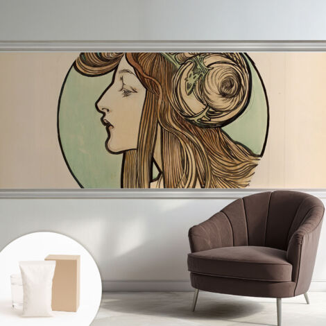 Papier peint décoratif avec colle pour salon, chambre à coucher et bureau – Design moderne et facile à poser Portrait Art nouveau 250x104 cm (1/5)