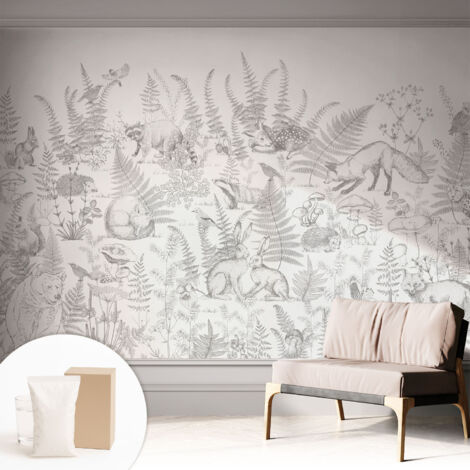 Papier peint intissé décoratif pour salon chambre et cuisine Facile à poser avec colle Animaux de la forêt 312x219 cm (1/5)