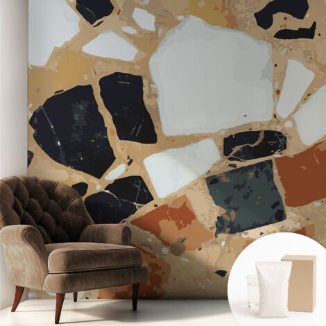 Papier peint intissé avec imprimé pour intérieur moderne application facile a motif - Colle incluse gratuite Pierres rustiques 250x250 cm (1/5)