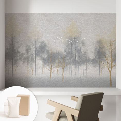 Papier peint intissé avec imprimé pour décoration intérieure pour rénovation a motif - Colle incluse gratuite Harmonie forestière 104x70 cm (1/5)