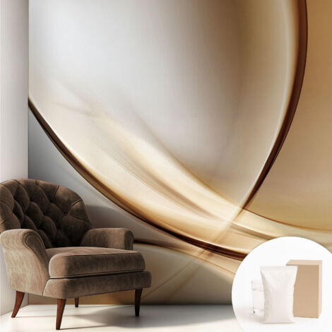 Papier peint intissé pour salon chambre à coucher peint imprimé Installation facile - Colle incluse gratuite Lignes courbes 250x250 cm (1/5)