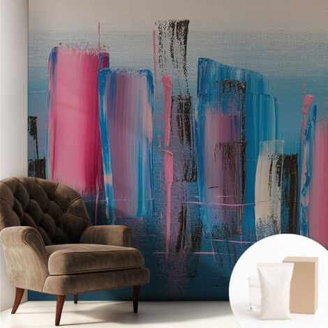 Papier peint intissé mural pour salon chambre à coucher tendance et originale - Colle incluse gratuite Bandes abstraites 250x250 cm (1/5)
